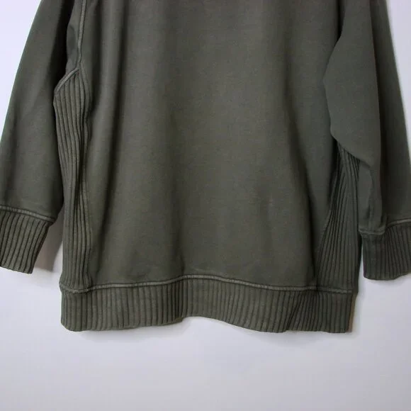 Aerie Down To Earth Crew Sweatshirt Olive Green Oversized Ribbed Small Medium L - Picture 14 of 14